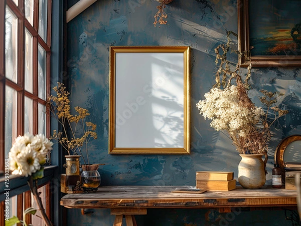 Obraz livingroom wall art frame mockup display for living room