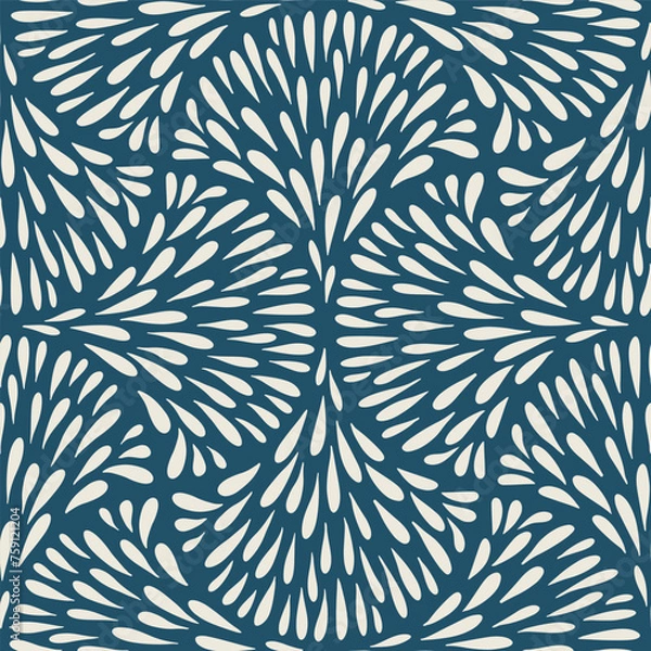 Fototapeta Seamless vector pattern with organic drop shapes arranged in geometric repeat ogee drop, scallop 