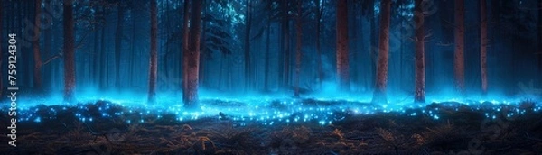 Obraz In the twilight forest interactive light installations flicker