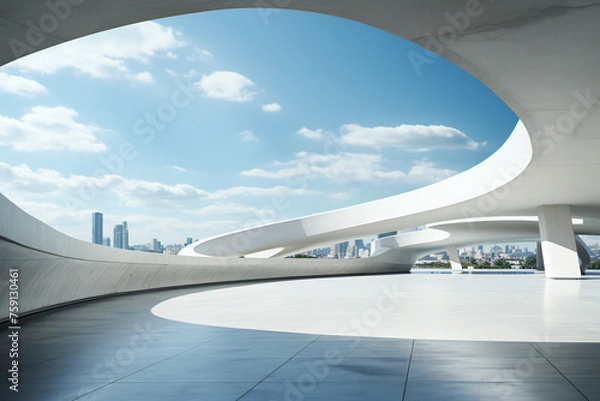 Fototapeta Modern Structure Background, Abstract empty, modern concrete room with skylight from ceiling wall - industrial interior background template, 3D illustration