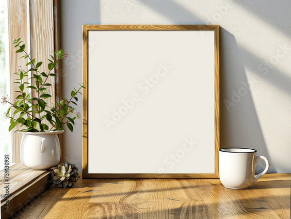Obraz livingroom wall art frame mockup display for living room by the window