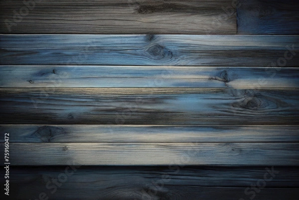 Fototapeta Dark Blue and Black and Grey wood wall wooden plank board texture background with grains and structures