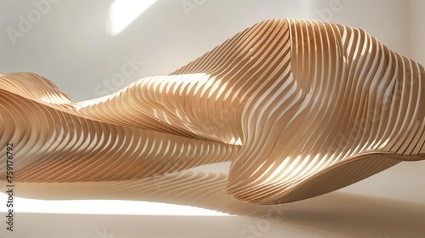 Fototapeta Wooden Sculpture with Undulating Curves and Rhythmic Movement