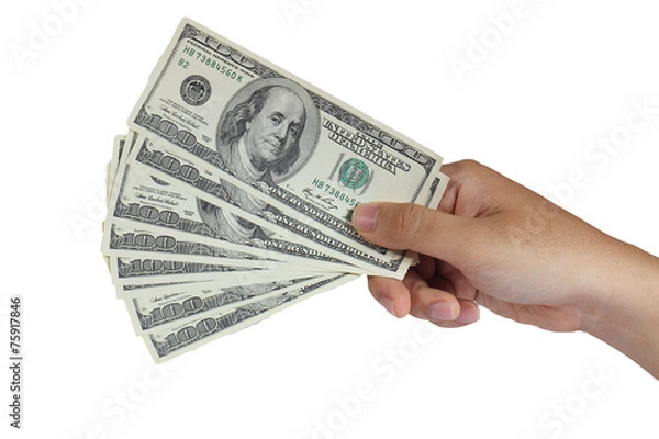 Obraz Holding 100 Dollar Bills