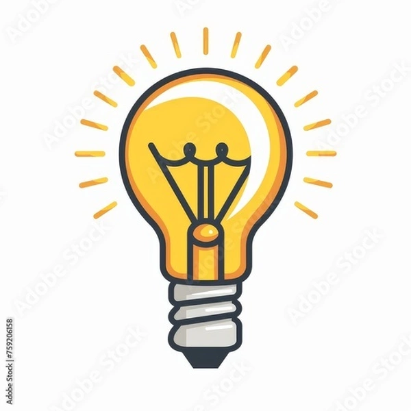 Fototapeta bright light bulb symbolizing creative idea, on white background, generative AI