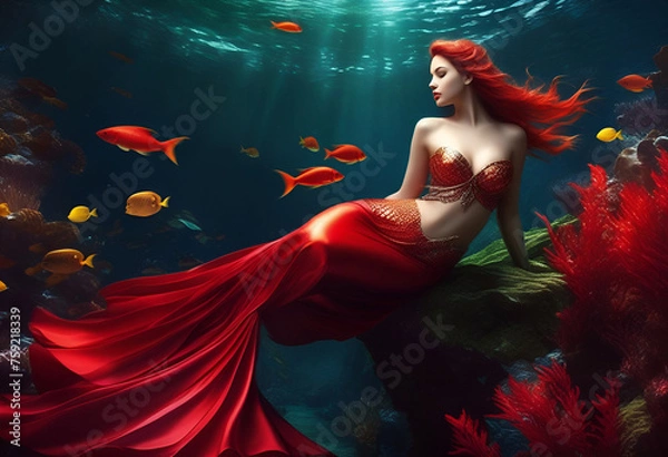 Obraz The red mermaid