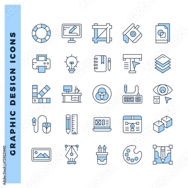 Obraz 25 Graphic Design Two Color icon pack. vector illustration.