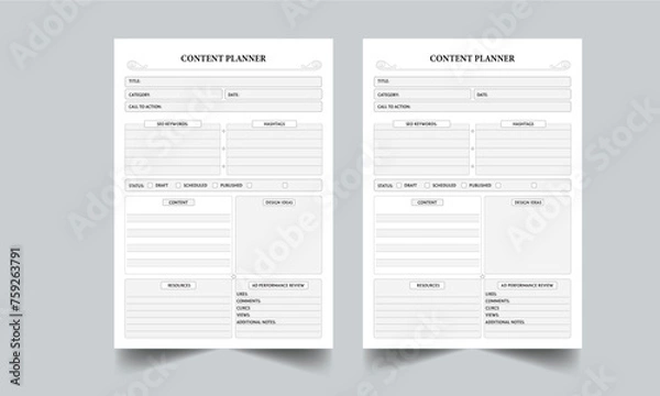 Fototapeta CONTENT PLANNER TEMPLATE LAYOUT DESIGN