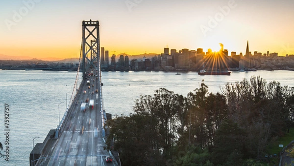 Obraz Bay Bridge i San Francisco w najlepszym momencie