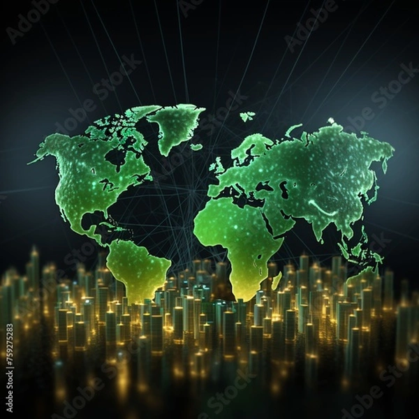 Fototapeta green world map