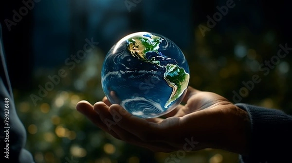 Fototapeta person with globe