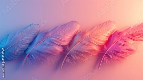 Fototapeta 3D Blender feathers, pastel gradient, minimalist aesthetic