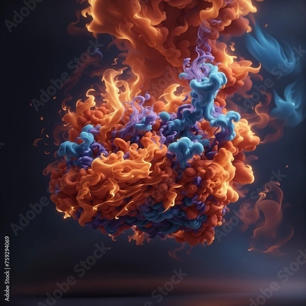 Fototapeta Background of colorful smoke fire, 3D full of style