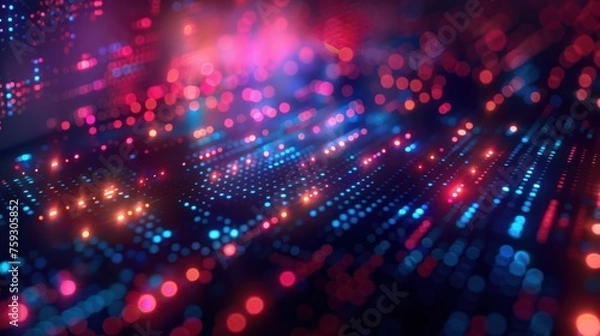 Fototapeta Digital abstract background. Can be used for technological processes, neural networks and AI, digital storages, sound and graphic forms, science, education, etc.