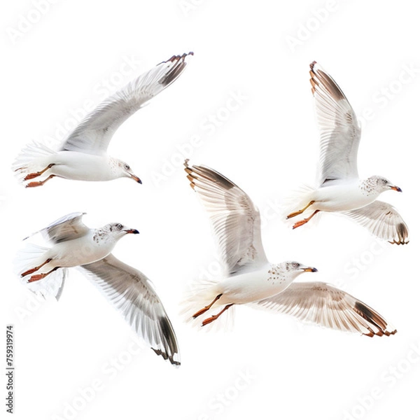Obraz seagulls isolated on white transparent background