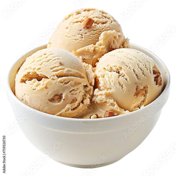Fototapeta peanut butter ice cream in bowl on white transparent background