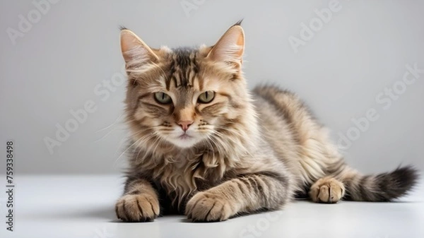 Obraz Cat is alone on a transparent or white background, playing or hunting.