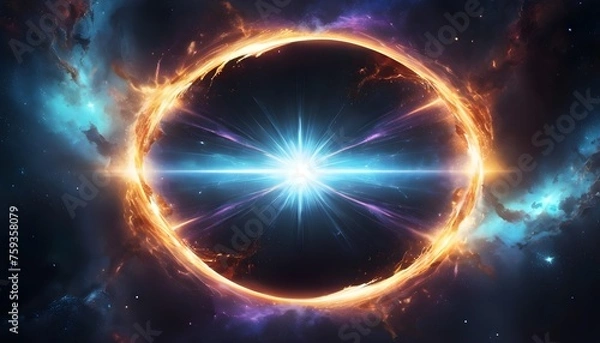 Fototapeta  A mesmerizing scene of a radiant portal bursting open amidst the darkness of space