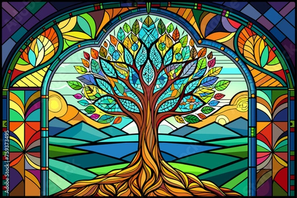 Obraz stained glass background is tree