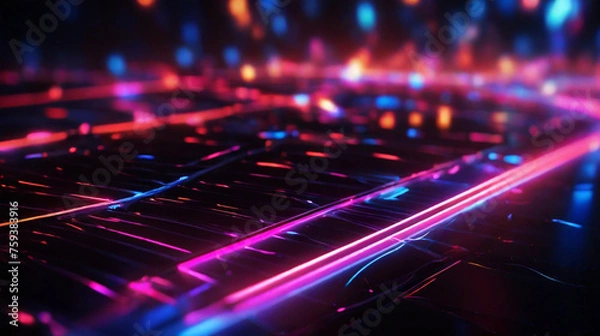 Fototapeta Neon laser lights with bokeh effect