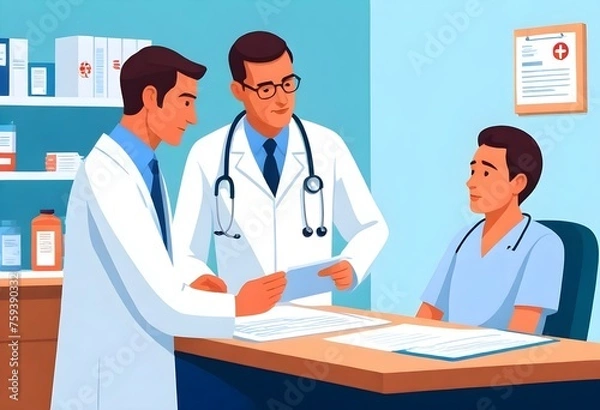 Obraz Medical concept with character situation Doctor