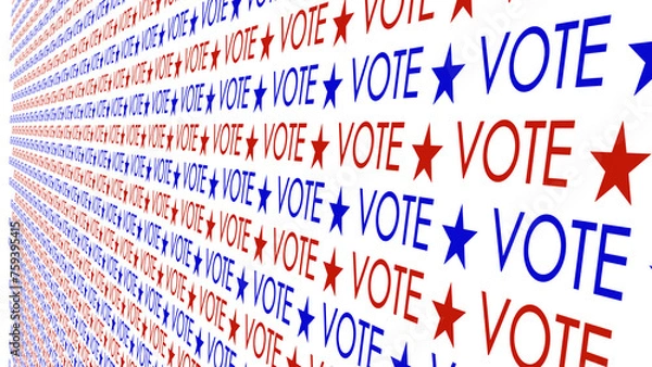 Fototapeta Vote text on white background political presidential election template with creative design idea