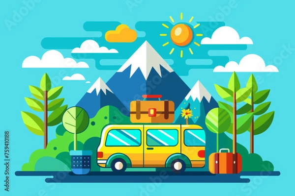 Fototapeta Lush green trees swaying gently in the breeze create a serene and tranquil woodland paradise.