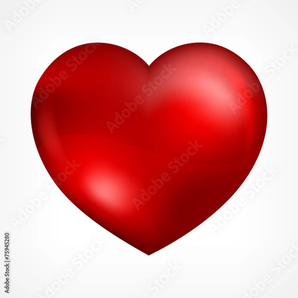 Obraz Big red heart isolated on white, vector illustration