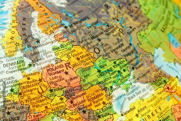 Obraz mapa szczegóły globu Europy Wschodniej