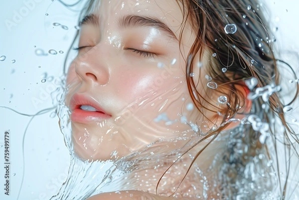 Obraz 瑞々しい女性のイメージ、保湿、乾燥対策、水分補給のイメージ