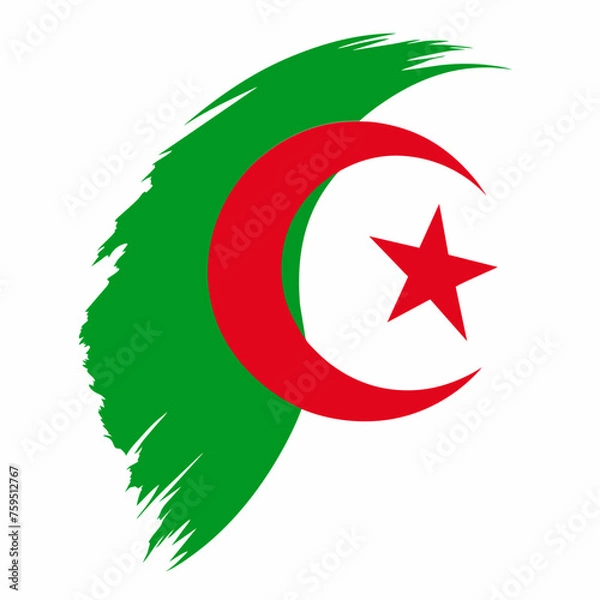 Fototapeta Algeria Country flag and Brush Strokes Vector Illustration