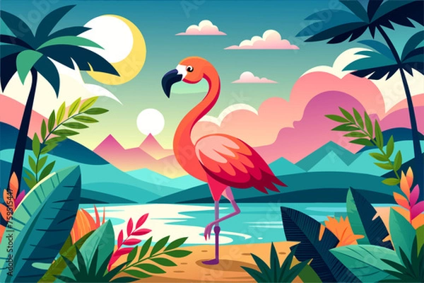 Fototapeta flamingo background is tree