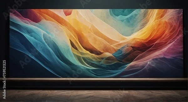 Fototapeta This abstract artwork evokes retro vibes through vibrant gradients and textured layers. Its modern, abstract background integrates various shapes and photographic elements with grain effects.
