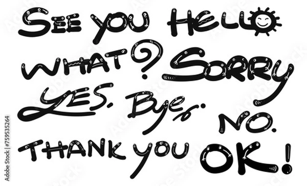 Obraz Doodle word set, vector hand drawn 