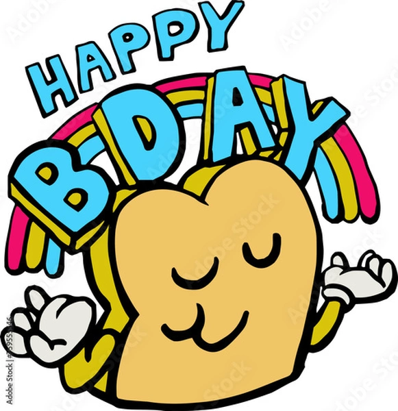 Obraz birthday bread mascot vector illustration