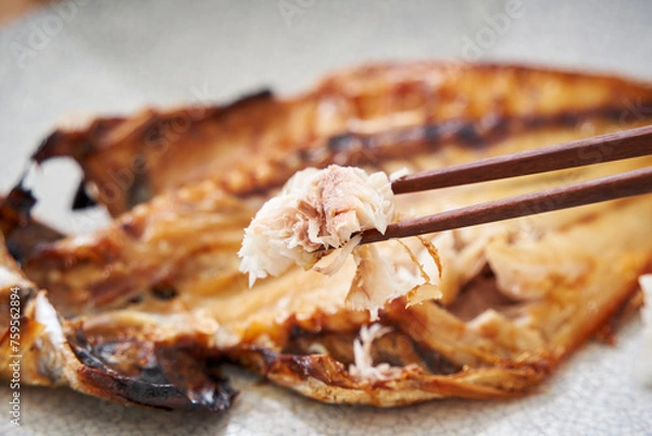 Fototapeta アジの開き定食