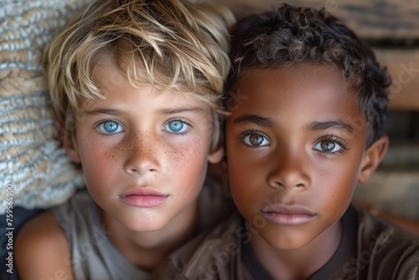 Obraz Diversity Boys Group Friendship Generative AI