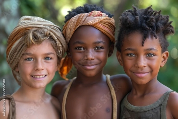 Obraz Diversity Boys Group Friendship Generative AI