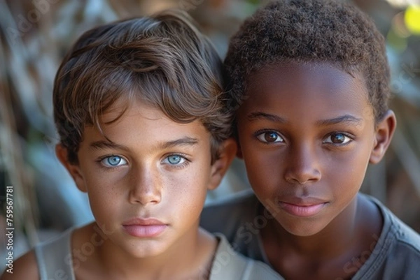 Obraz Diversity Boys Group Friendship Generative AI