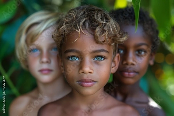 Obraz Diversity Boys Group Friendship Generative AI