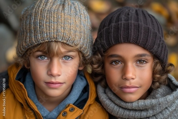 Obraz Diversity Boys Group Friendship Generative AI