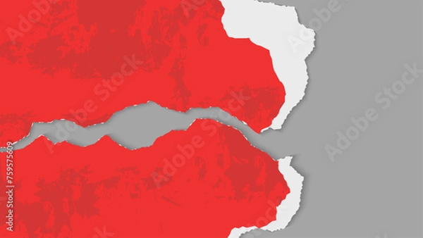 Fototapeta Grunge Red Paper Ripped Frame Design Template