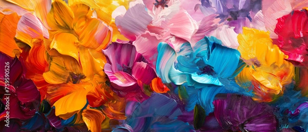 Obraz Abstract flowers oil paint.