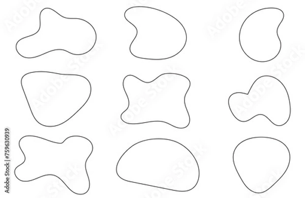 Fototapeta Organic blobs set icon. Random shapes cube drop