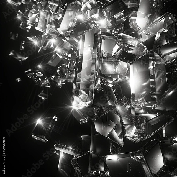 Fototapeta Technological Background: Lights, Beams, Code, Line Charts, and More