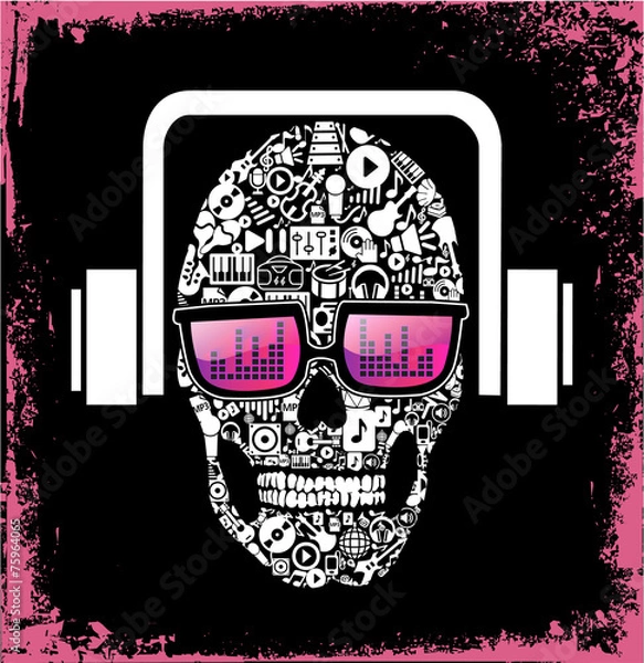Fototapeta Music Skull Vector