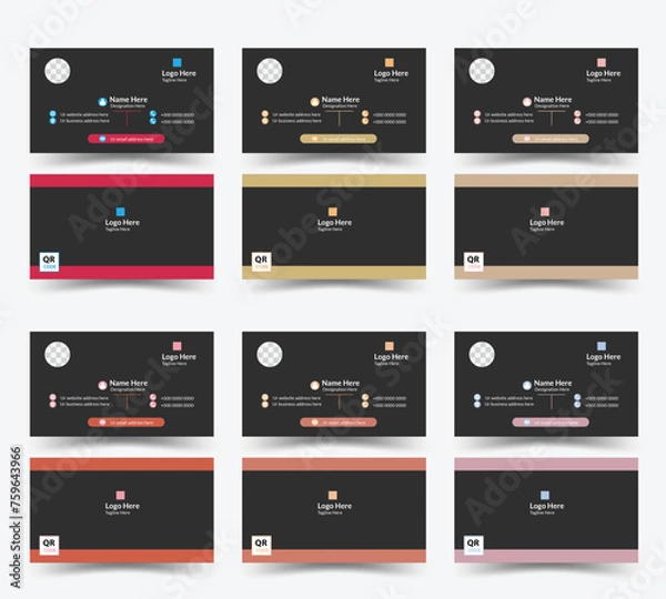 Obraz Official business card template, Double sided creative business card design, Modern business card design, Unique business card design, Visiting card, Color variation business card design.