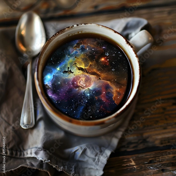 Fototapeta Coffee Cup Filled with the Universe generative ai