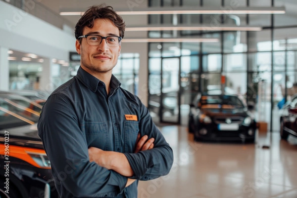 Obraz Car dealership salesman smiling