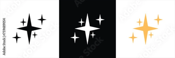 Fototapeta Sparkles icon set in flat style. stars, bursts, twinkling stars simple black style symbol sign for apps and website. Twinkling icon symbol. vector illustration.